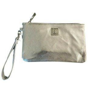Liz Claiborne Silver Metallic Phone USB Charging Wristlet Wallet RFID
